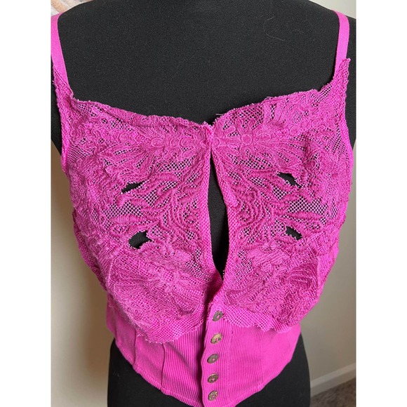 Free People “Have My Heart” Cropped Tank Top Raspberry Sorbet M - Picture 6 of 13